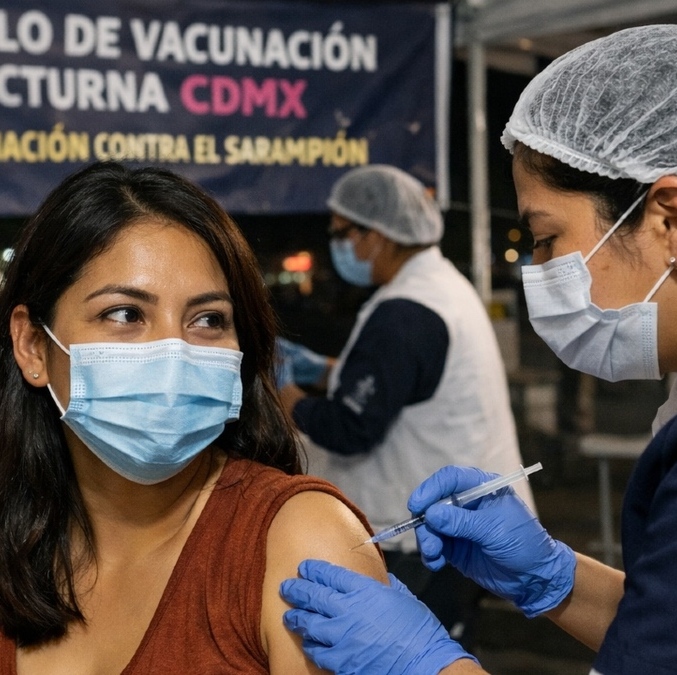 Conoce las ubicaciones y horarios de los módulos de vacunación contra el sarampión nocturnos de la CDMX. Foto: Sora IA