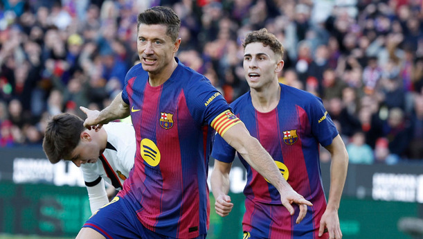Lewandowski abrió la goleada para el Barcelona. (Foto: EFE)