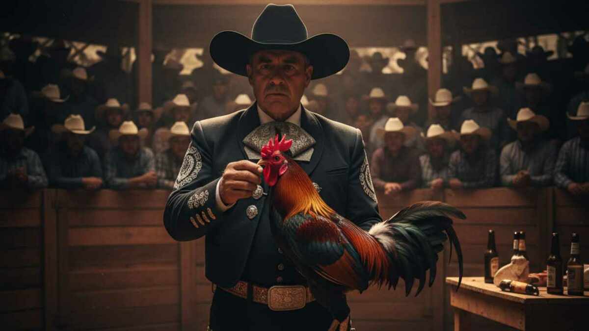 Representación artística de la cultura de los palenques, un escenario clave en la construcción del alias 'El Señor de los Gallos' (mediotiempo IA)