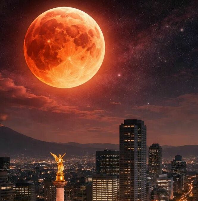 Eclipse lunar total en México 2026: duración exacta y mejor horario para verlo. (FOTO): Sora IA.
