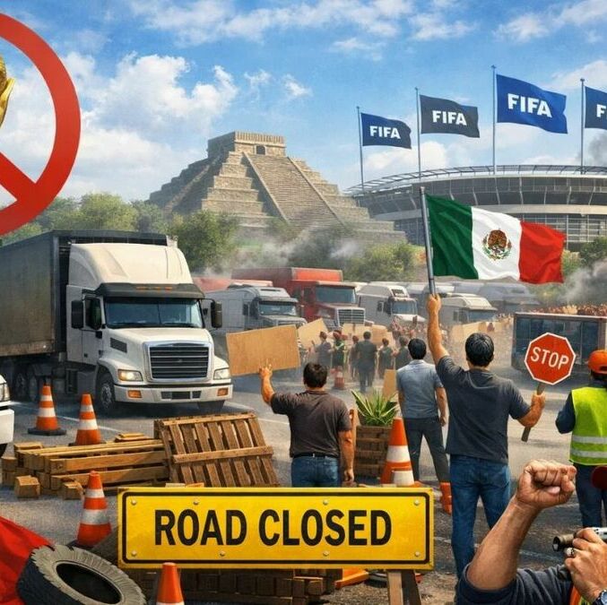 La celebración de la Copa del Mundo en México podría acarrear protestas de asociaciones nacionales (Imagen creada con IA)