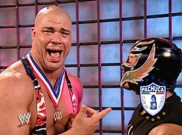 La típica burla de Kurt Angle se hizo canon con Pachuca