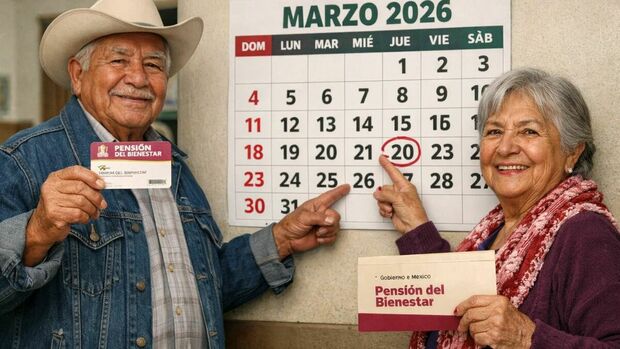 Así quedaría el calendario de la Pensión Bienestar de marzo 2026 y la fecha en que lo publicarán. (Sora IA).