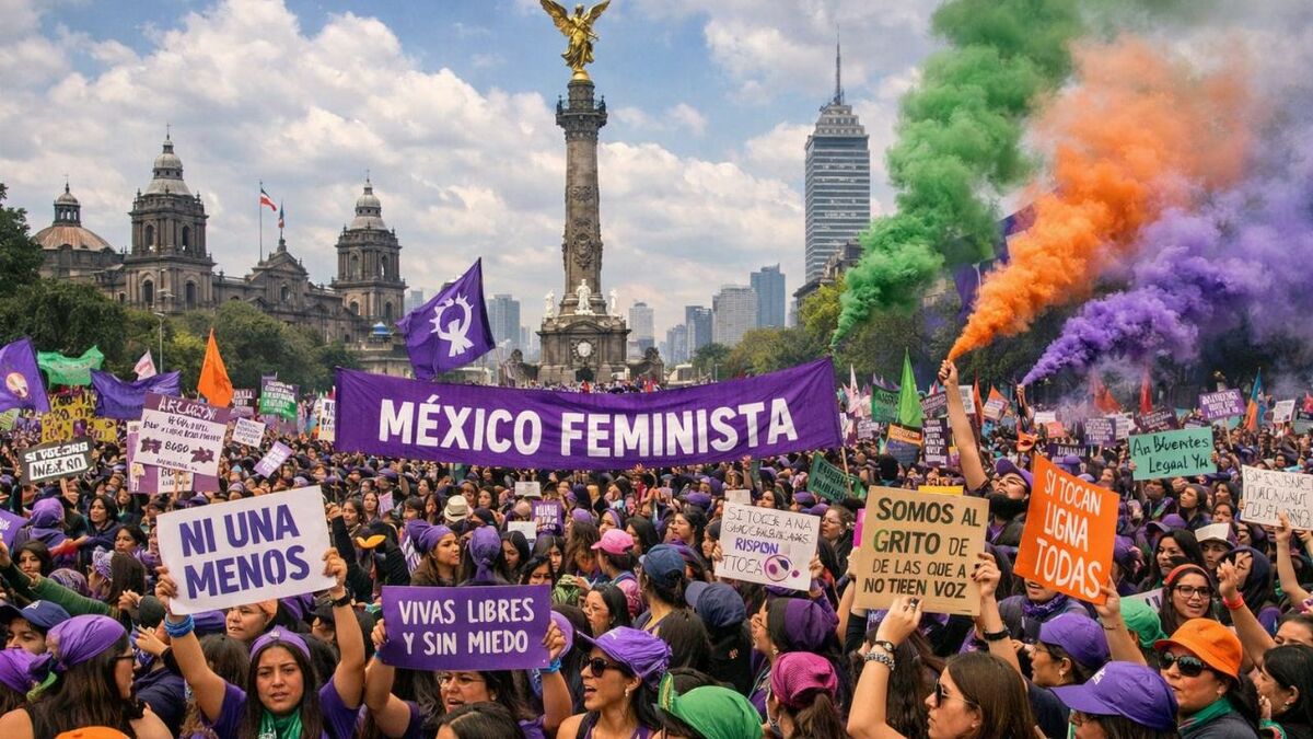 Significado de los colores de la marcha 8M. Foto: Sora IA