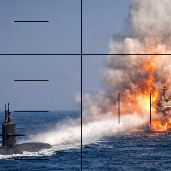 Submarino de Estados Unidos ataca buque de guerra iraní| Foto: Inteligencia Artificial