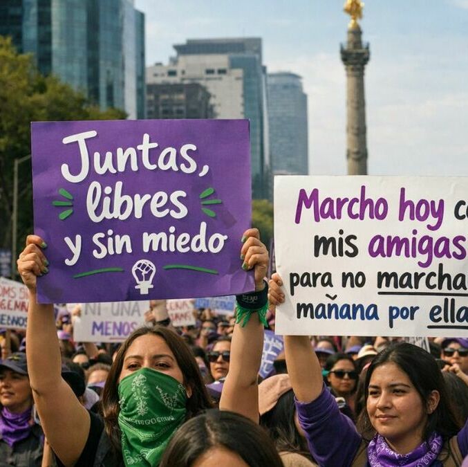 Frases y consignas marcha 8M. Foto: Sora IA