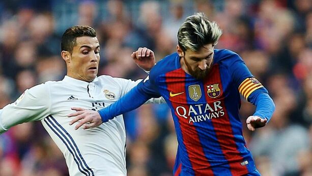 Cristiano Ronaldo y Messi en el clásico español