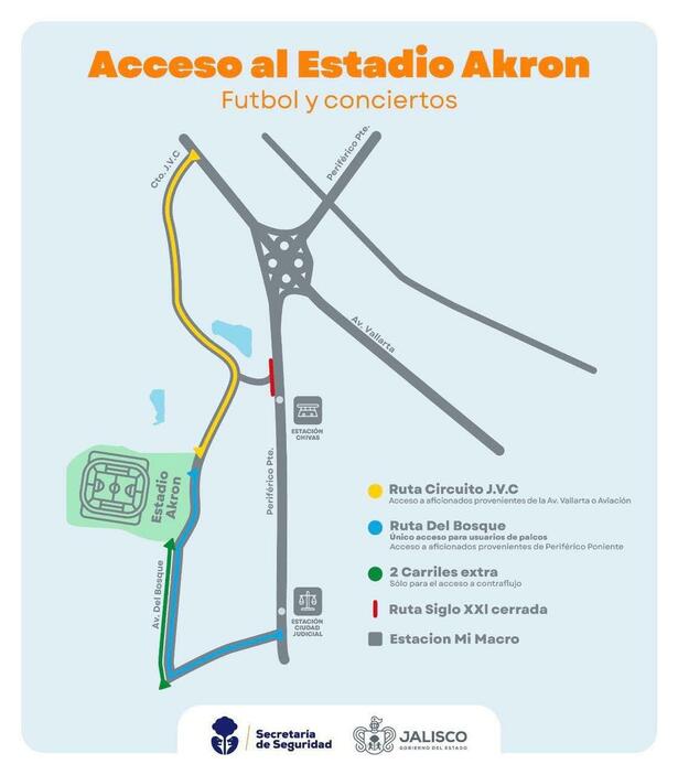 Así será el acceso al Estadio Akron (Imagen: Gobierno de Jalisco)