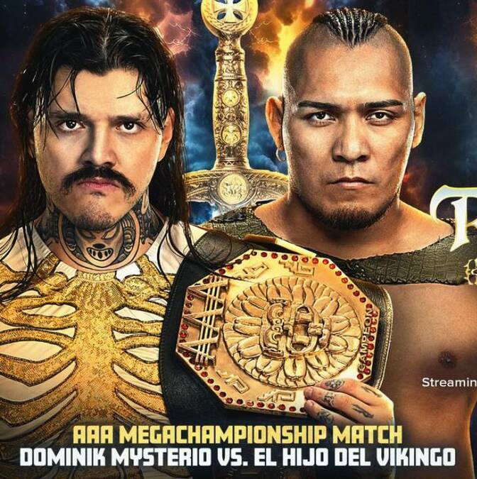Dominik Mysterio defiende el Megacampeonato AAA contra el Hijo del Vikingo (Cortesía)
