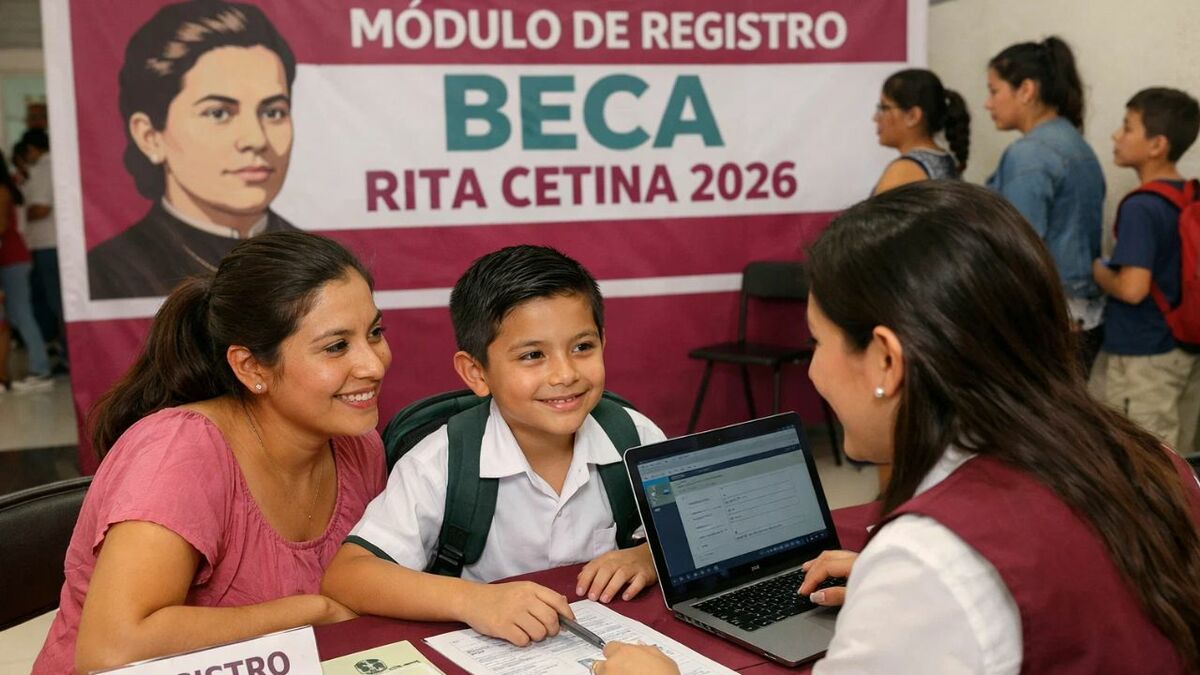 Estos son los módulos para el registro a la Beca Rita Cetina de primaria 2026. (Sora IA).