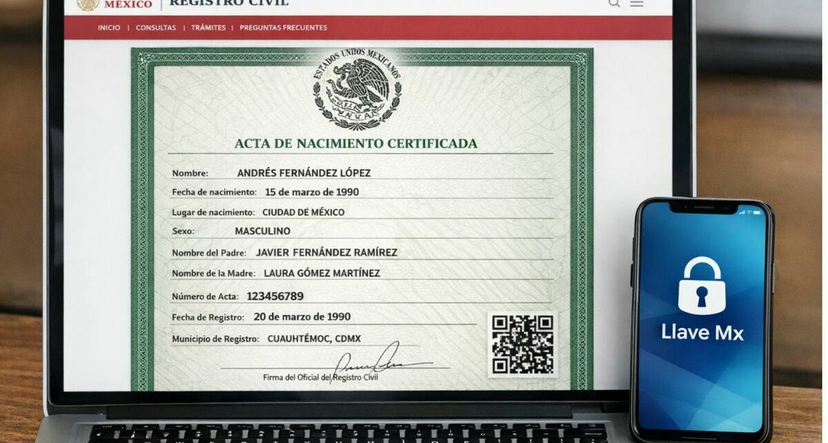 Nuevo requisito para obtener tu acta de nacimiento en línea. Foto: Sora IA