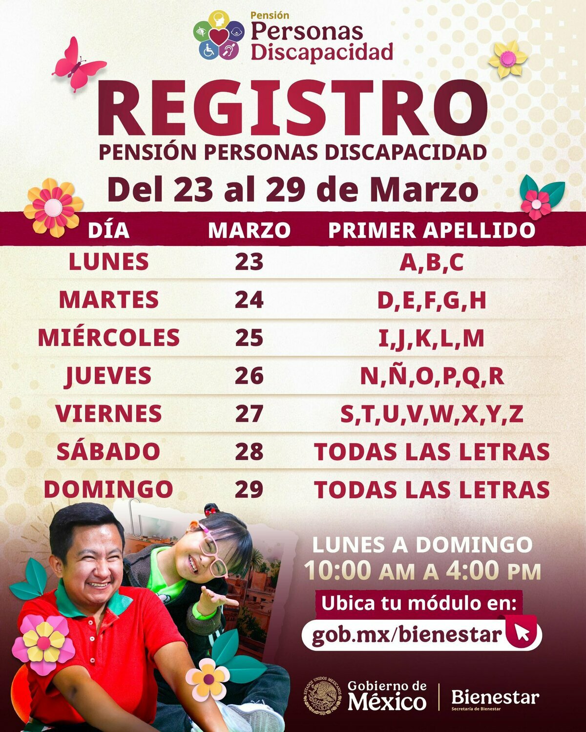 Este es el calendario oficial de registro de la Pensión Hombres y Mujeres Bienestar. Foto: @A_MontielR/X