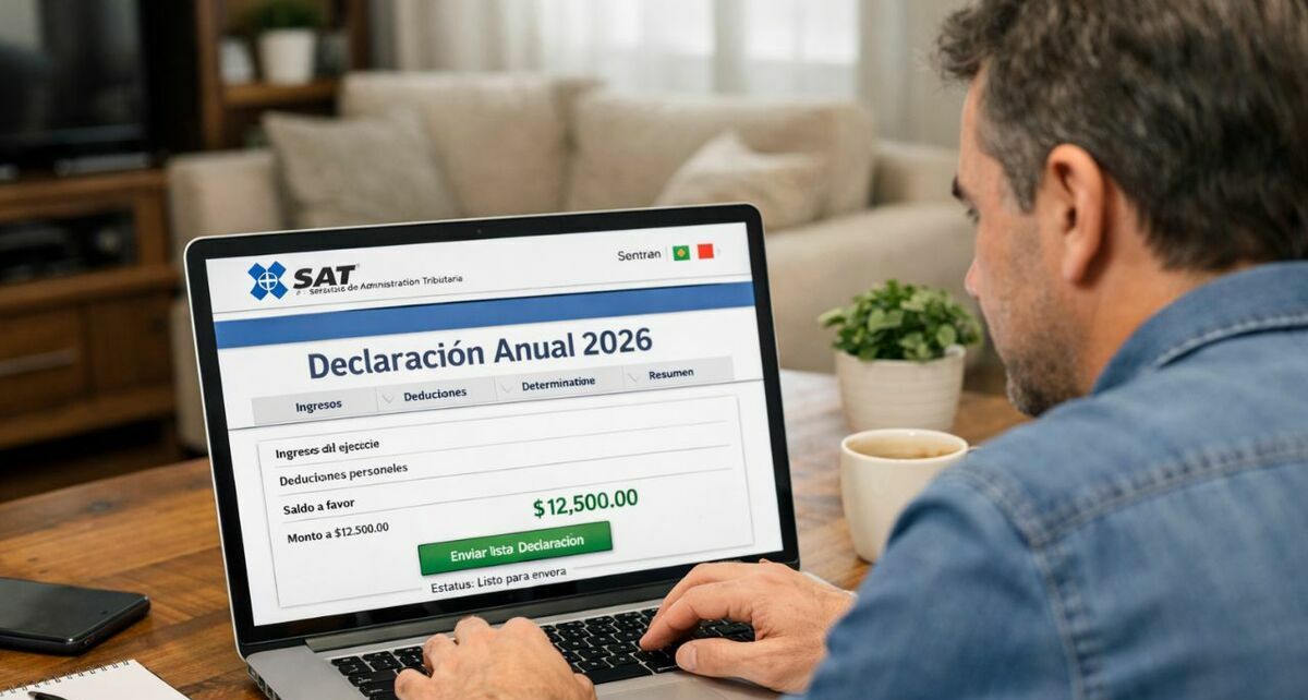 El SAT establece las fechas para presentar la Declaración Anual 2026. Foto: Sora IA