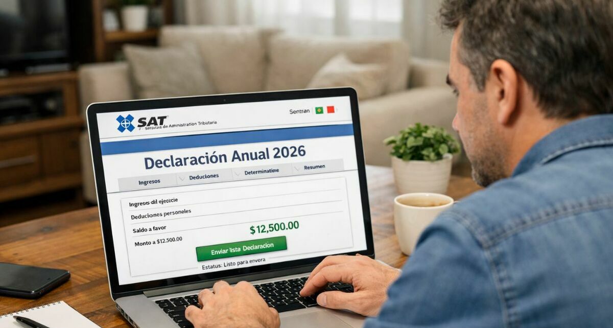 El SAT establece las fechas para presentar la Declaración Anual 2026. Foto: Sora IA