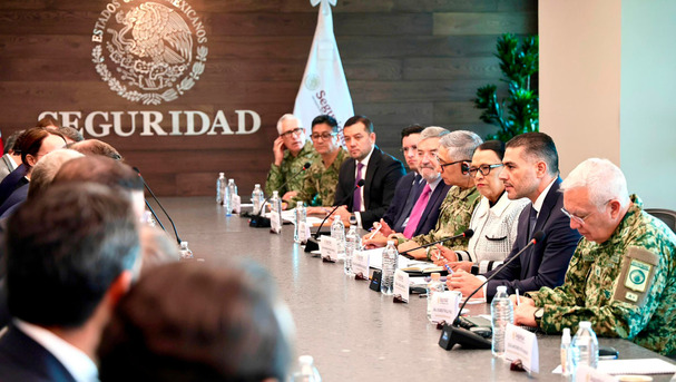 García Harfuch encabezó la reunión con la comitiva de la FIFA. (Foto X @OHarfuch)