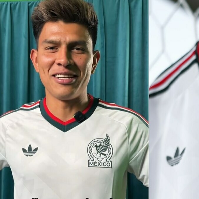 Jesús Gallardo ya posó con el jersey de visita del Tri para el Mundial 2026 (@miseleccionmx)