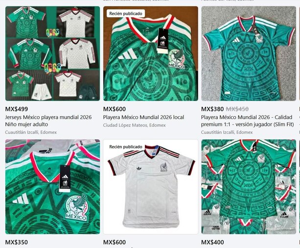 Playeras piratas de México que se venden en Facebook (Captura Facebook)