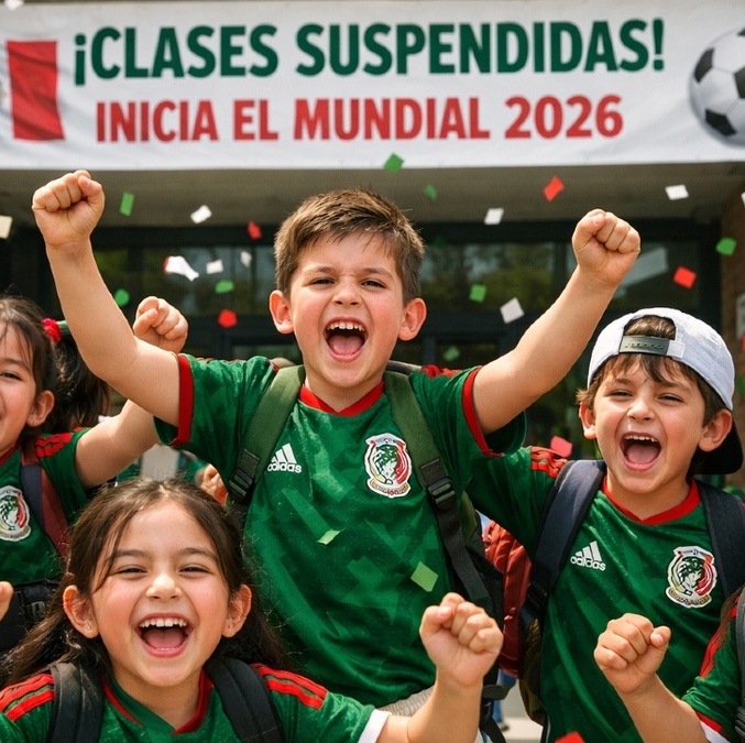 Las clases se suspenderán en todo Jalisco cuando la Selección Mexicana juegue en el Mundial 2026. Foto: Sora IA