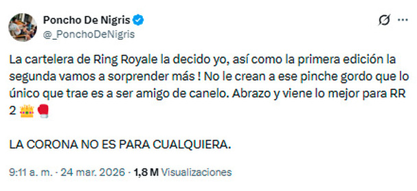 El mensaje de Poncho de NIgris que molestó a Paulo Chavira.