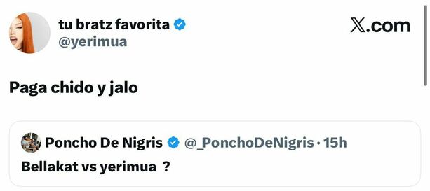 Tweet Poncho y Yeri Mua