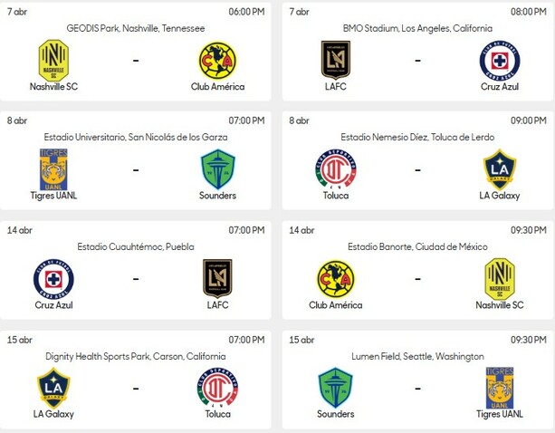 Concacaf dio a conocer sedes y horarios de Cuartos de Final de la Copa de Campeones (Imagen: Concacaf)