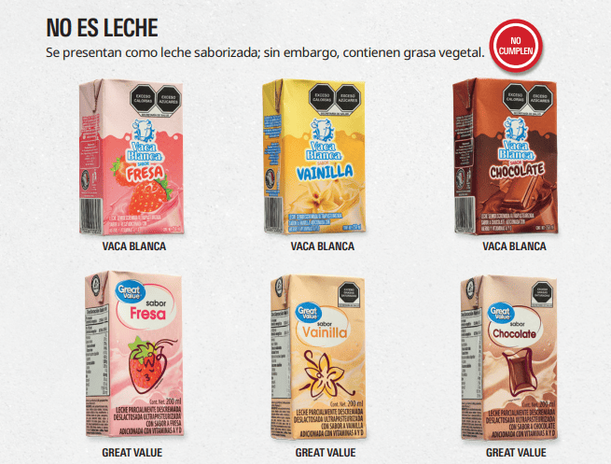Estas leches no son verdaderamente leche, según Profeco. (Captura de pantalla).