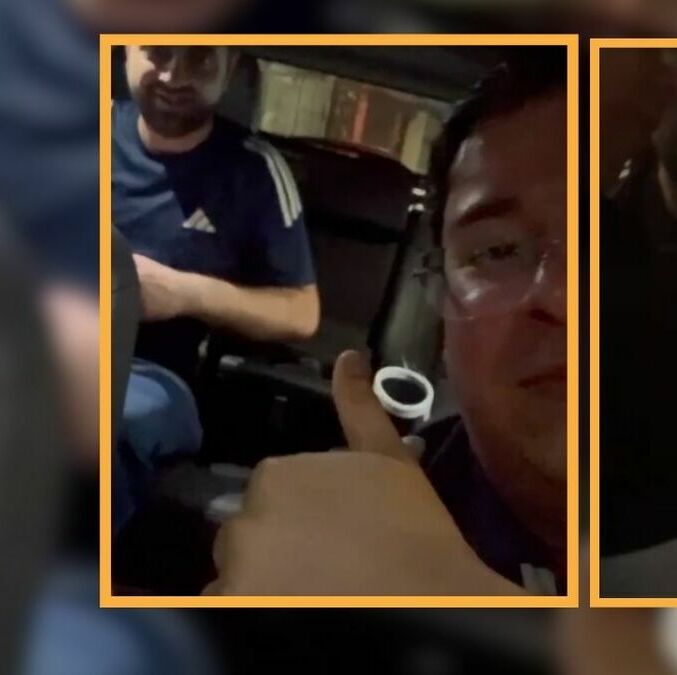 Regios rescataron a un aficionado iraquí que estaba perdido en el Puente Azteca de Guadalupe, Nuevo León. Foto: @Yadith Valdez