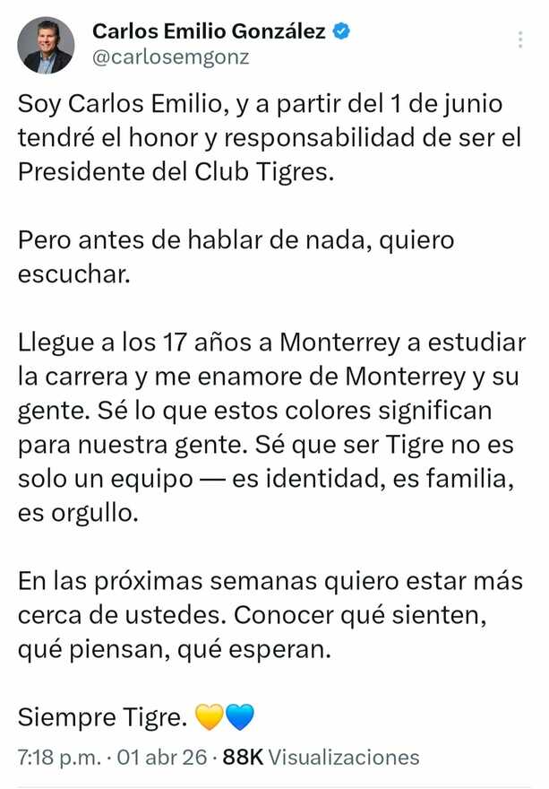 Tweet de Carlos Emilio