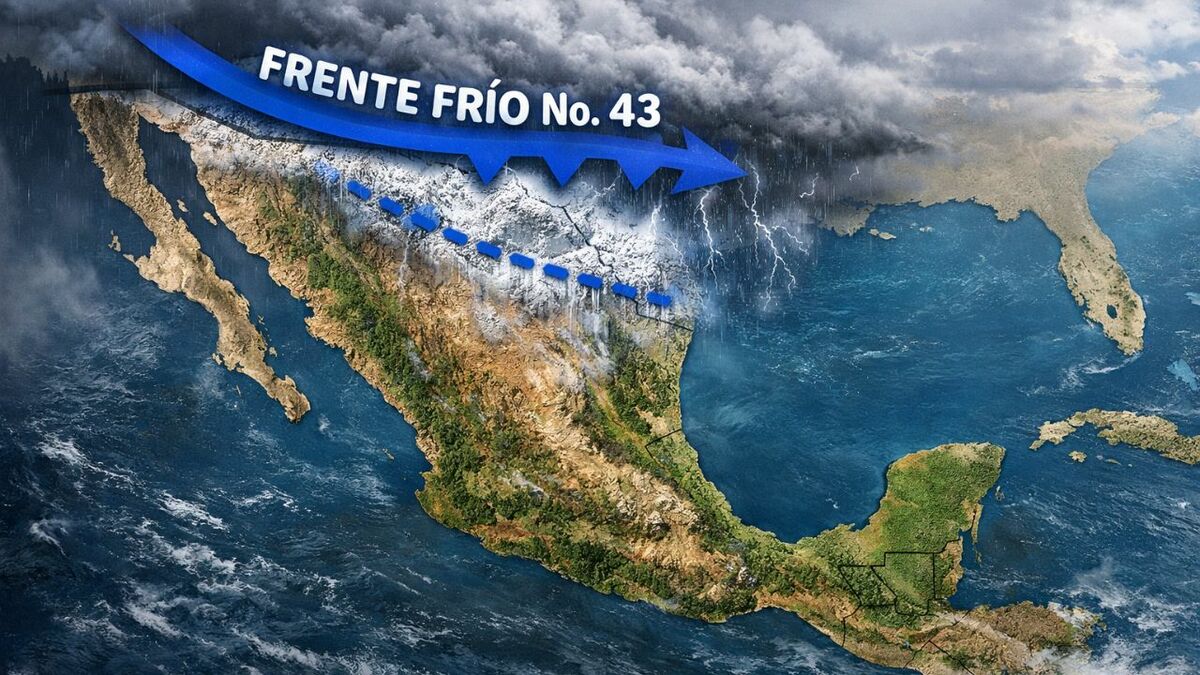 El frente frío 43 traerá lluvias, bajas temperaturas y fuertes vientos. Foto: Sora IA