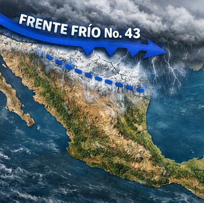 El frente frío 43 traerá lluvias, bajas temperaturas y fuertes vientos. Foto: Sora IA