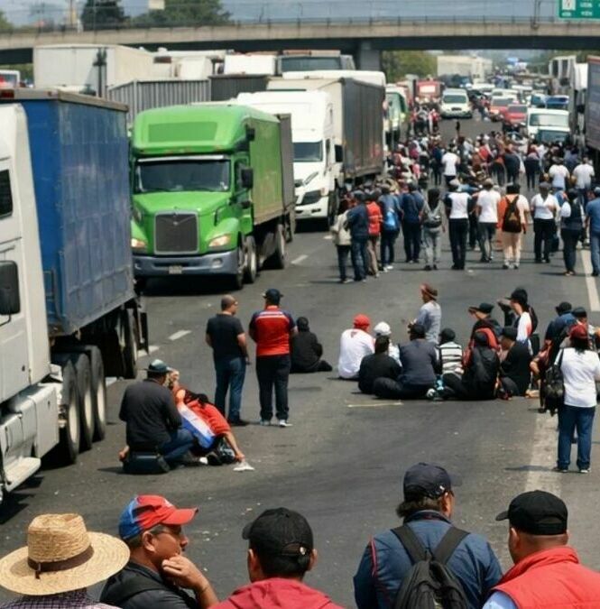 Transportistas anunciaron bloqueo de carreteras (Imagen creada con IA)