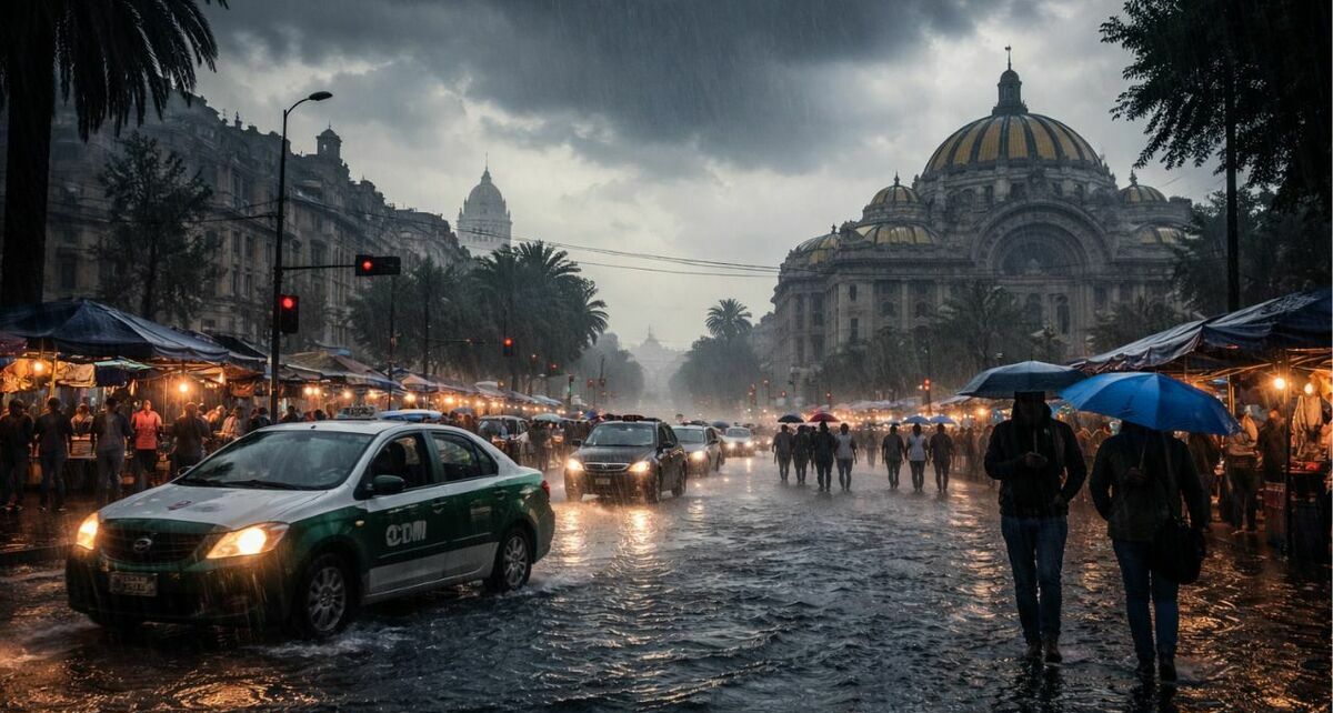 Frente frío 43 provocará lluvias intensas en varias regiones de México esta semana. Foto: Sora IA