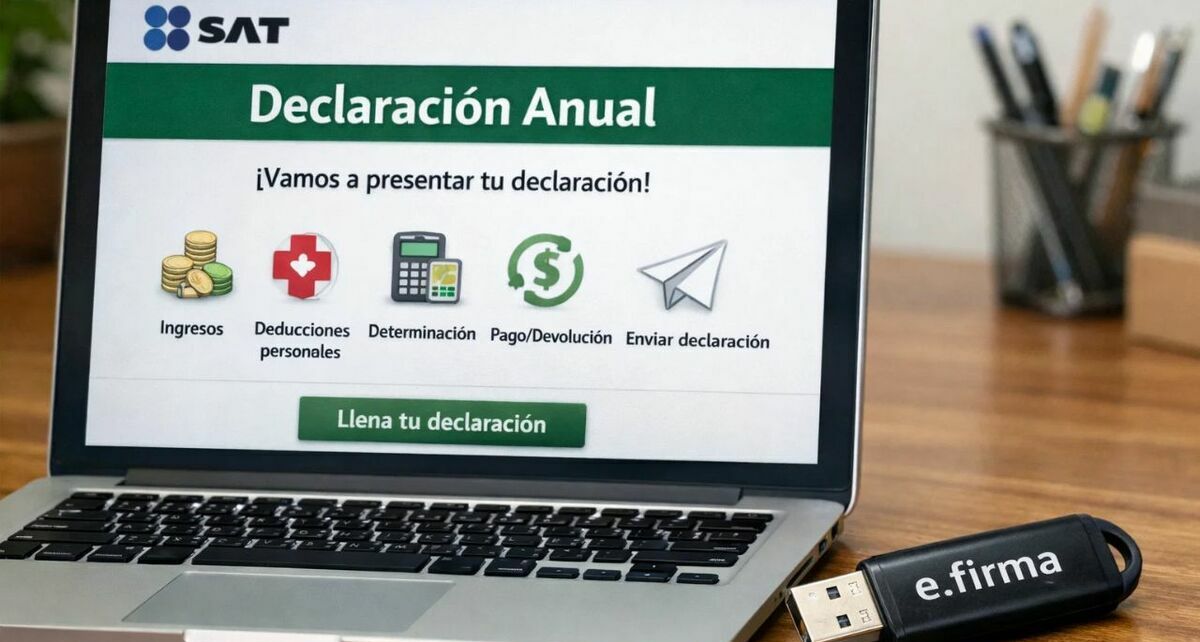 Así puedes presentar la declaración anual ante el SAT en 2026 sin la e.firma. (Sora IA).
