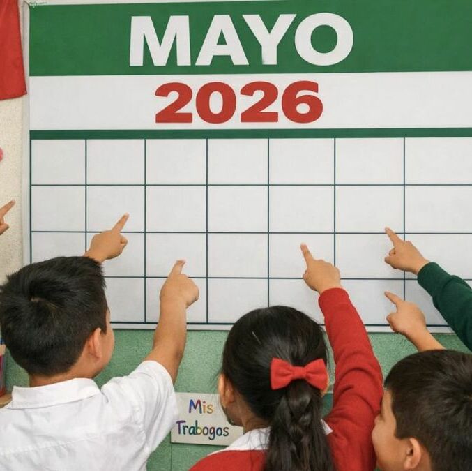 Alumnos podrán disfrutar de tres puentes escolares en mayo 2026. (FOTO): Sora IA.
