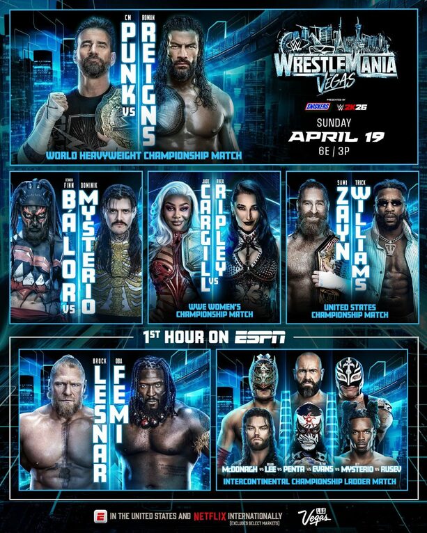 Cartelera del 19 de abril de WrestleMania 42 (@WrestleMania)