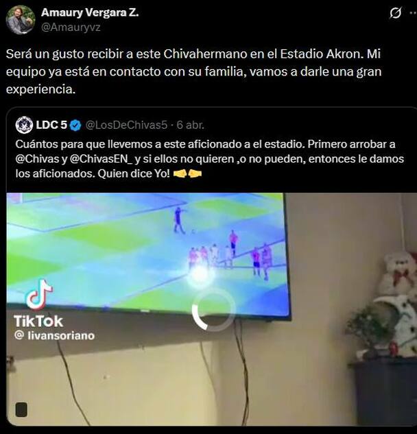 Amaury Vergara siempre está al pendiente de sus aficionados (Captura)