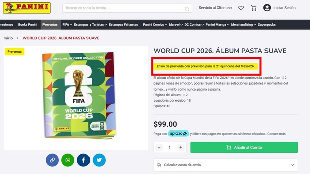 Panini lanzó preventa del álbum del Mundial 2026 (tiendapanini.com.mx)