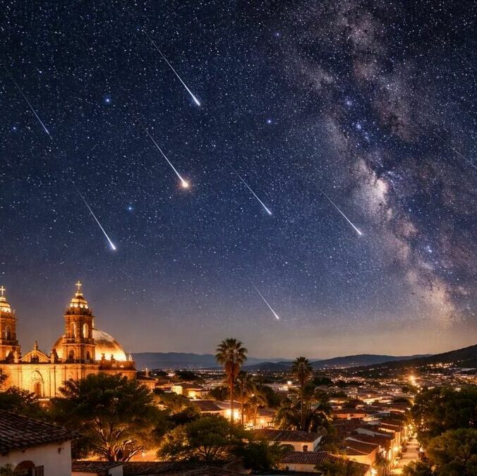 Lluvia de estrellas en abril 2026: lo que debes saber para verla en México. (Sora IA).