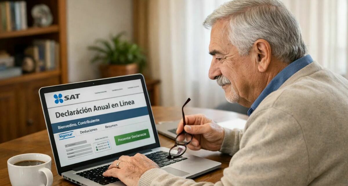 Pensionados sí pueden presentar declaración anual ante el SAT en 2026 bajo estos escenarios. (Sora IA).