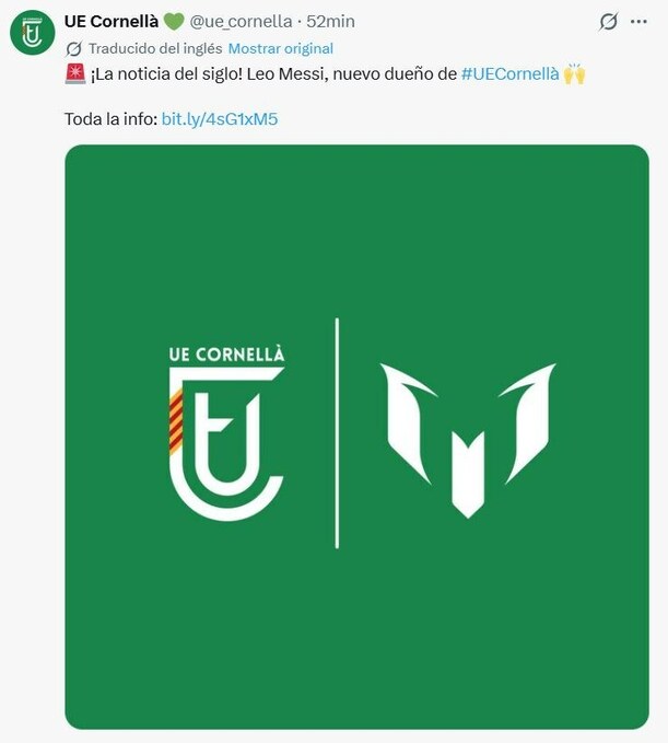 Anuncio que publicó  la UE Cornellà (X @ue_cornella)