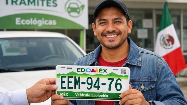 Así puedes obtener las placas ecológicas y el holograma exento tipo 'E' en el Edomex. Foto: Sora IA