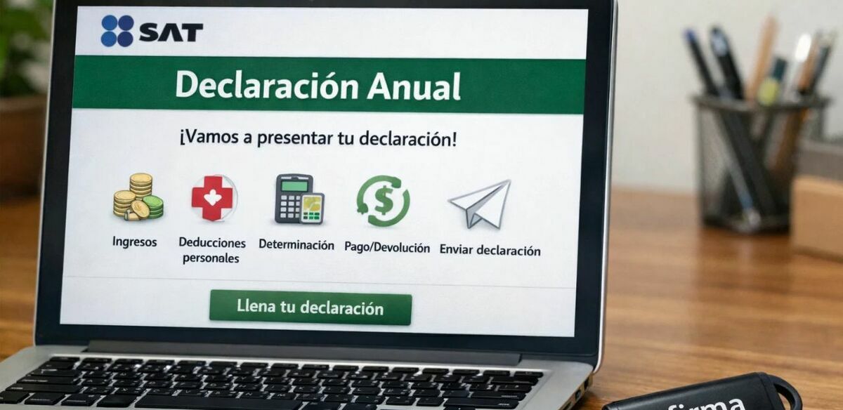 Así puedes presentar la declaración anual ante el SAT en 2026 sin la e.firma. (Sora IA).