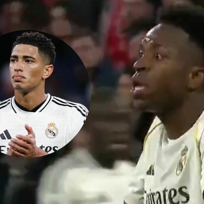 Vinicius estalla y encara a Bellingham: así fue el tenso momento en Champions. (Captura: Movistar Plus).