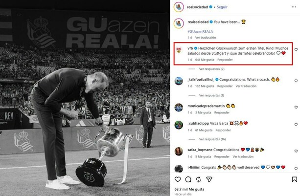 Pellegrino Matarazzo festeja el título de la Copa del Rey (Instagram @realsociedad)