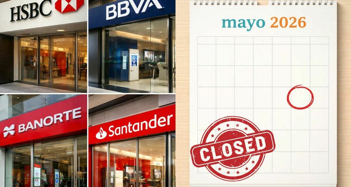 Calendario bancario: estos son los días que no abrirán las instituciones en mayo 2026. (Sora IA).