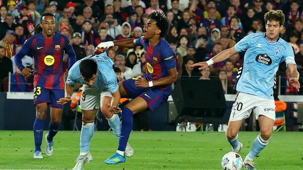 Lamine Yamal marcó de penal ante el Celta de Vigo (Reuters)