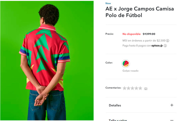 La polo más solicitada de la colección de Jorge Campos con American Eagle. (Captura)