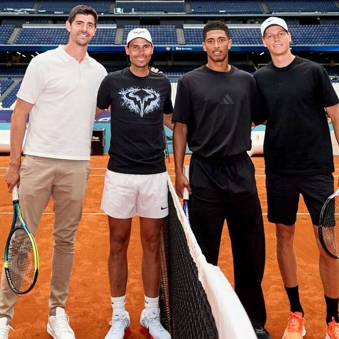 Thibaut Courtois, Rafael Nada, Jude Bellingham y Jannik Sinner (@RafaelNadal)
