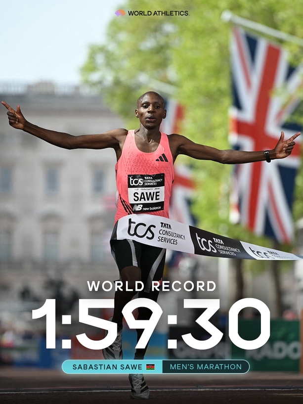 Sabastian Sawe impuso nuevo récord del maratón (X: @WorldAthletics)