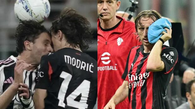 Así fue el impactante choque entre Luka Modric y Manuel Locatelli. (Captura | Reuters).